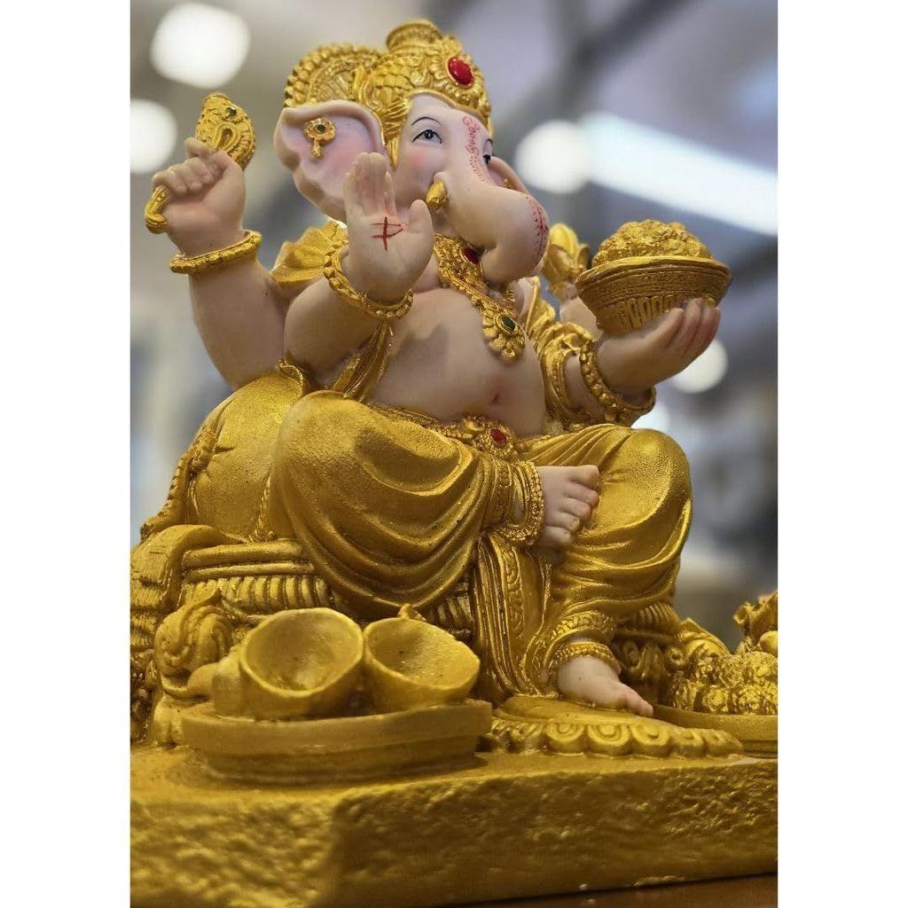 1 Piece Premium Decorative Lord Ganesha Statue & Idols for Home, Office, and Pooja for Festivals, Weddings, and Special Occasions(Poly Resin)