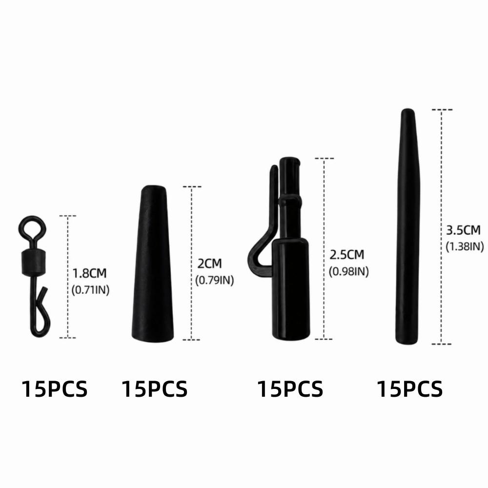 60PCS with Leader Clip Carp Fishing Tackle Kit Fishing Accessories Set for Carp Anglers