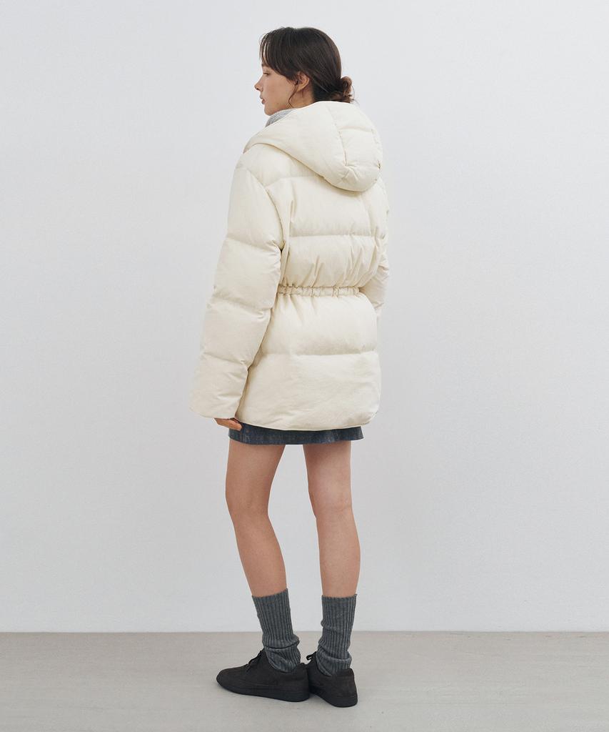 MONGDOL Duck Down String Belted Half Padded Jacket Cream Mdjp025Cream