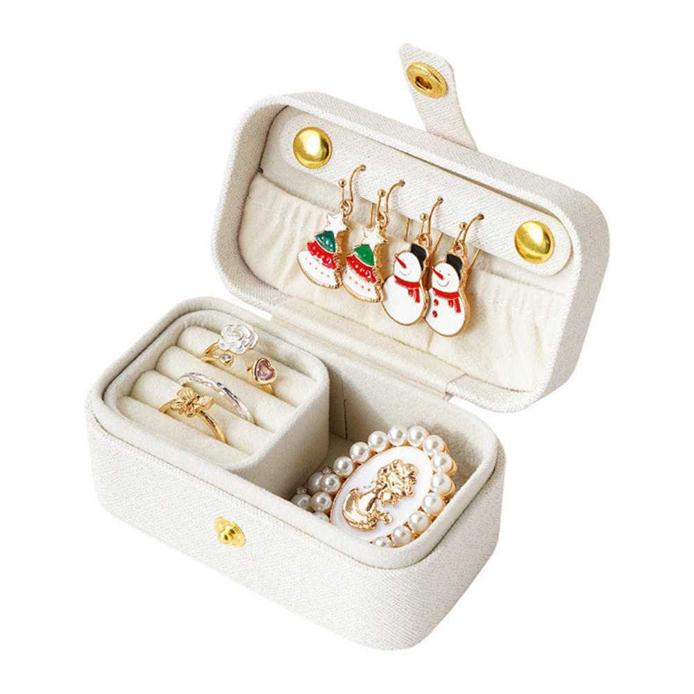 Mini PU Leather Flip Cover Jewelry Box Portable Travel Jewelry Organizer Brooch Lipstick Case Women Girls Jewelry Storage Case