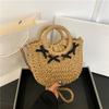 Straw Woven Bag Small Fragrant Style Sling Shoulder Crossbody Bag Hand-held Women's Bag Bow Design Beach Bag AVE