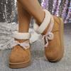 Fashion Bowtie Pearl Decor Winter Warm Ankle Boots Women Comfort Thick Sole Platform Casual Shoes Cotton Padded Thicken Plush Snow Boots