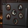 Decorative Oval Frame Fridge Magnets Halloween Wooden Magnetic Magnets, Vintage Gothic Witch Ghost Photo Dark Holiday Atmosphere Wall Accents