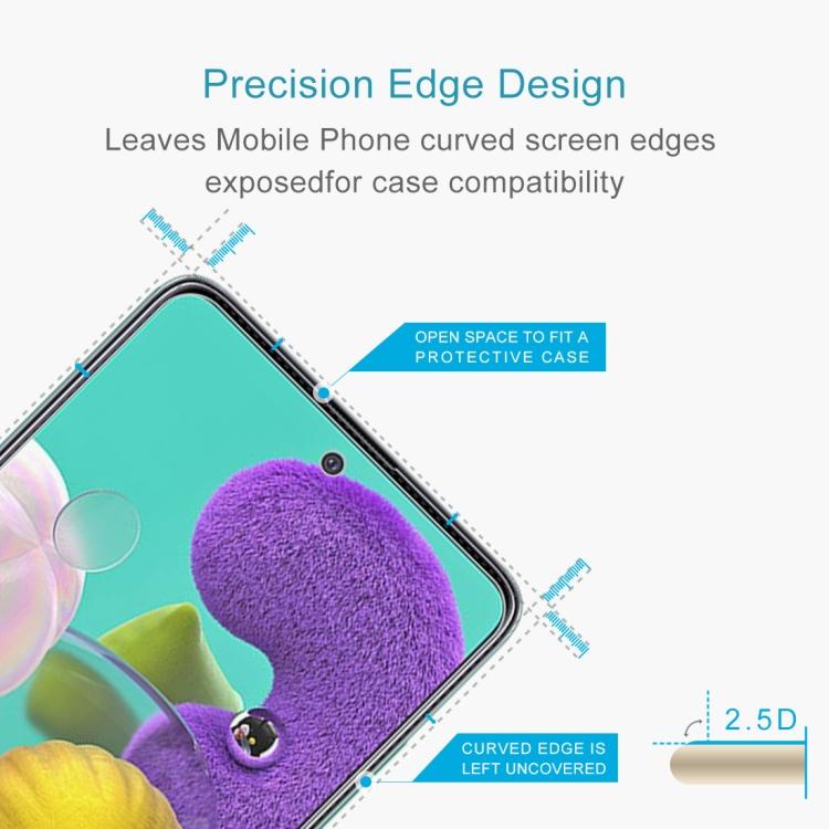 Для Galaxy A51 0,26 мм 9H Твердость поверхности 2,5D Взрывозащищенное закаленное стекло Пленка на половину экрана