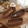 Retro Tableware Storage Basket Minimalist Desk Shelf Baskets Faux Wicker Tray  Kitchen Utensils