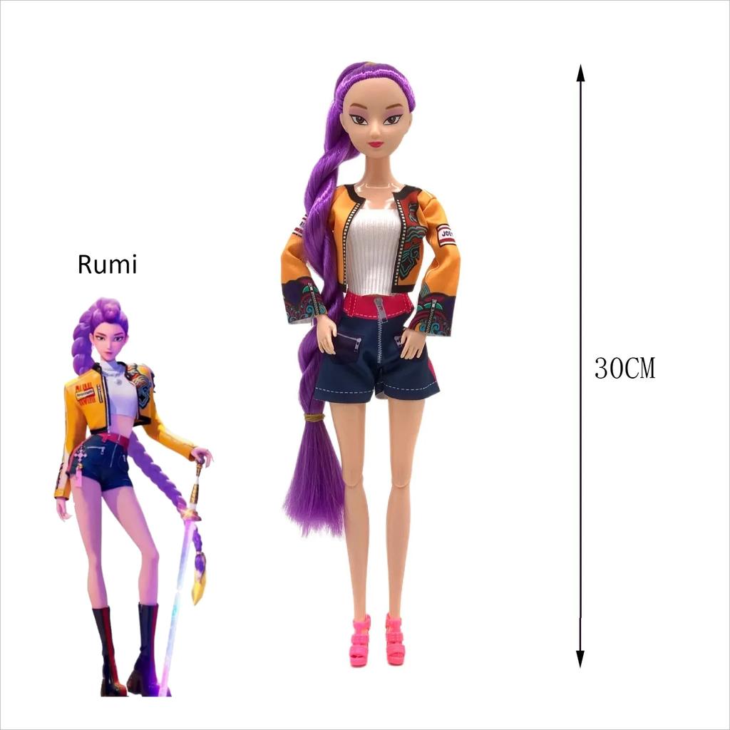 %%~Kpop Demon Hunters 30cm Action Doll Toy Set Rumi Mila Zoe Girls DIY Plastic Children's Birthday Gift Halloween Theme