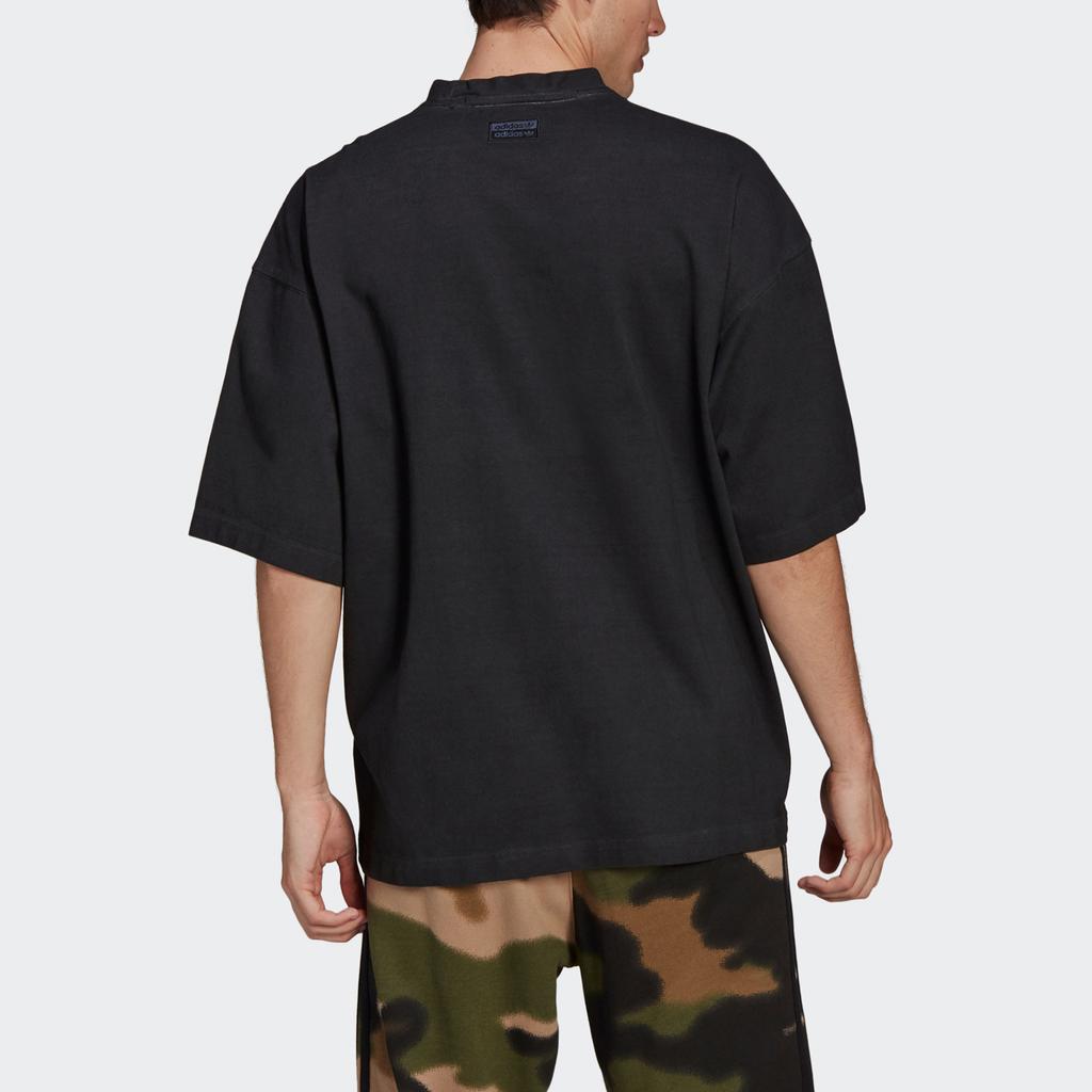 Adidas Оригиналы Свободная спортивная футболка с абстрактной вышивкой и круглым вырезом, мужские топы, черный GN3323