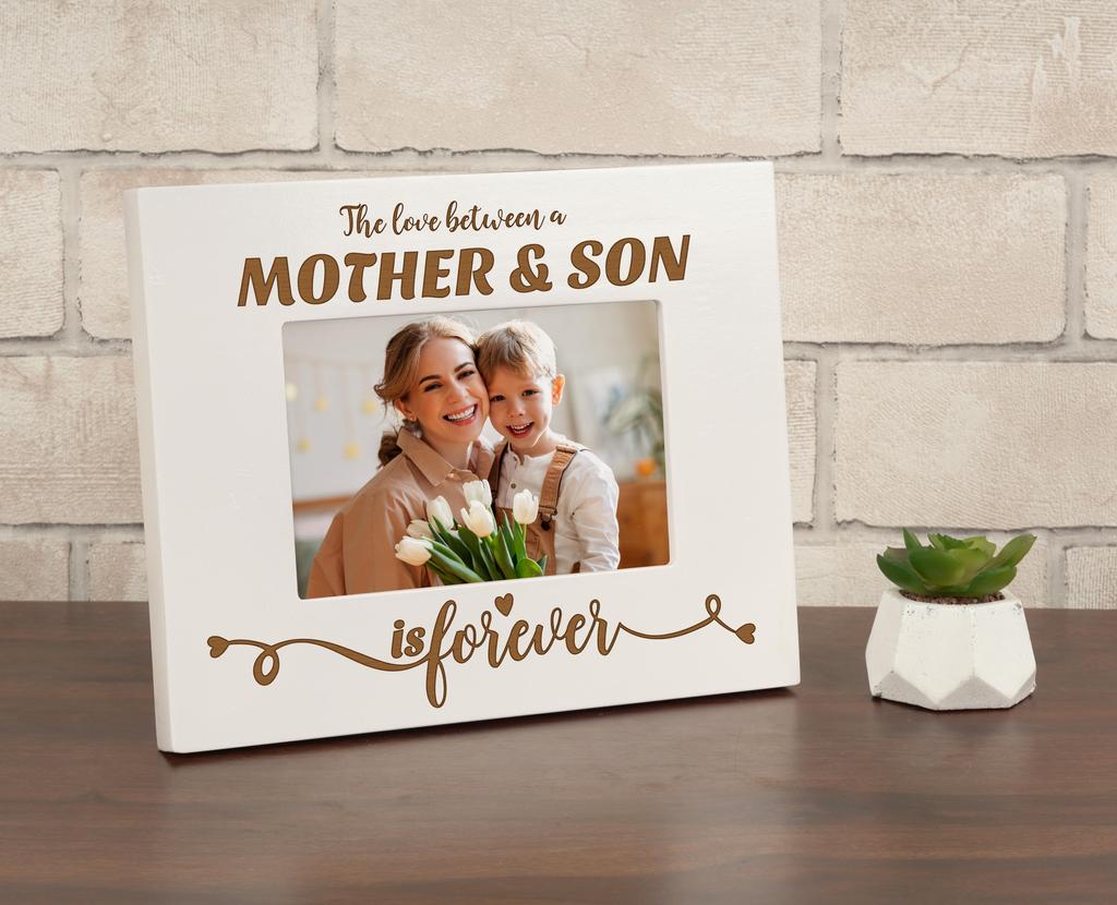 Дорогой сувенир, сделанный с любовью, настольная фоторамка с гравировкой, деревянная любовь между матерью и сыном навсегда, цитаты, белая фоторамка