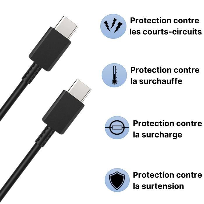 Cable USB-C USB-C Noir 2m pour Samsung Galaxy S26/Galaxy S25 [LOT 2] Phonillico®
