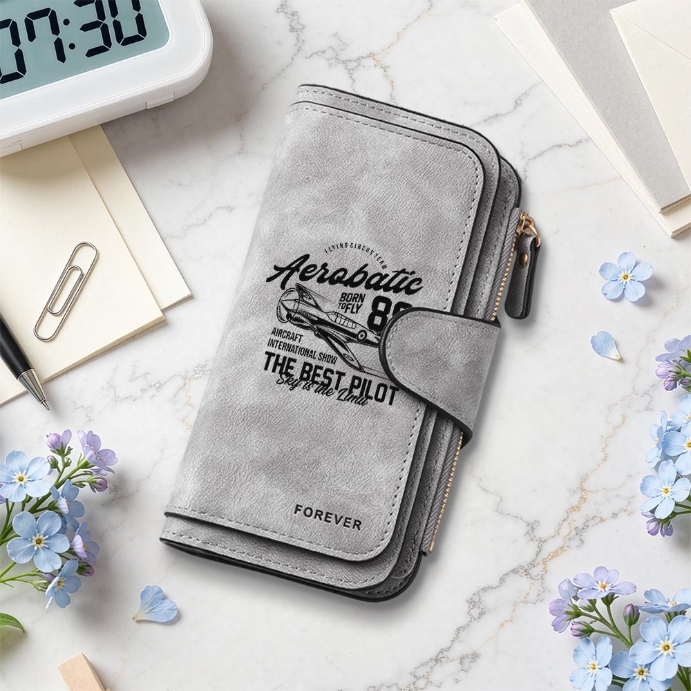 Aerobatic Print Long Wallet Forever Multi Card Holder Fashion Casual Purse for Daily Use