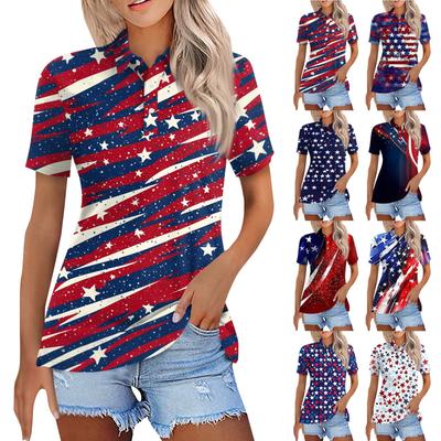 Женская модная повседневная рубашка с отворотом и коротким рукавом с принтом, женские топы на пуговицах