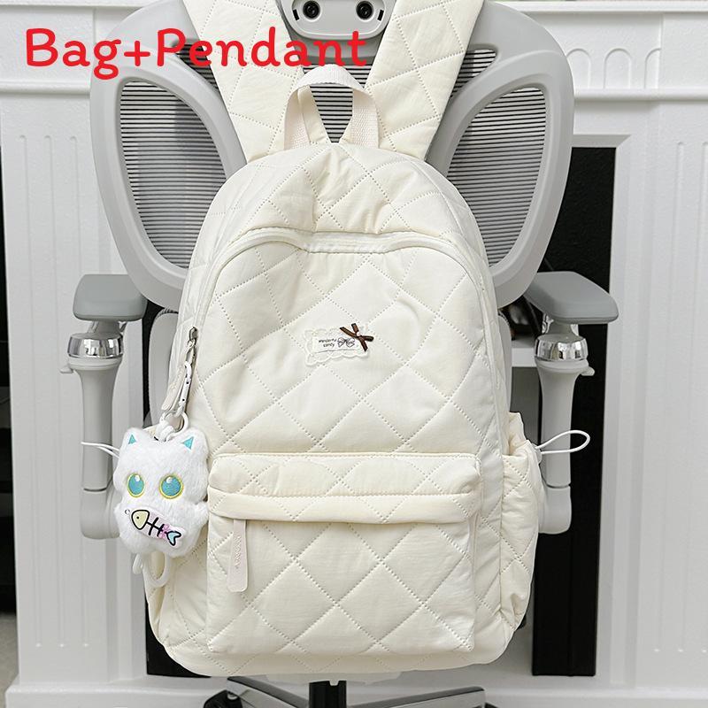 Nylon Quilted Backpack For Women With Butterfly Pattern And Lightweight Design For Daily Use