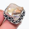 Натуральный жемчуг Бива Драгоценный камень Серебро 925 пробы Ювелирное кольцо Размер 7 s3N25