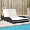 VidaXL Chaise Longue with Cushions, Daybed with Adjustable Backrest, Sunbed, Outdoor Garden Furniture, Modern, 368287