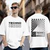 Минималистичный мужской и женский хлопковый футболка с принтом "TECHNO" Rave, повседневные топы с круглым вырезом и коротким рукавом, летняя уличная футболка