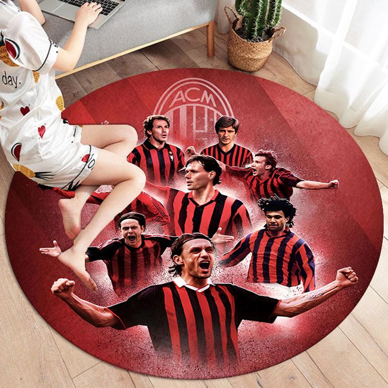 AC Milan Round Area Rug,Carpet Rug for Living Room Bedroom Sofa Playroom Decor,Non-slip Floor Mat
