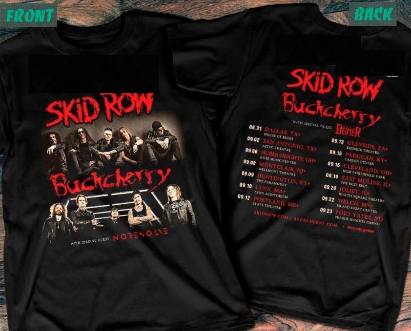 Skid Row Tour 2023 Cotton Black Full Size 2 Sided Unisex Shirt Unisex T-Shirt