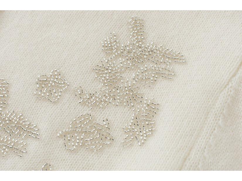 Женский толстый кашемировый кардиган на пуговицах, с ручной вышивкой бисером и вышитыми деталями