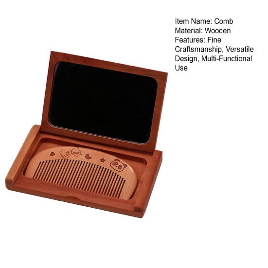 Мини-зеркало-расческа, компактное деревянное карманное зеркало с расческой, портативный макияж