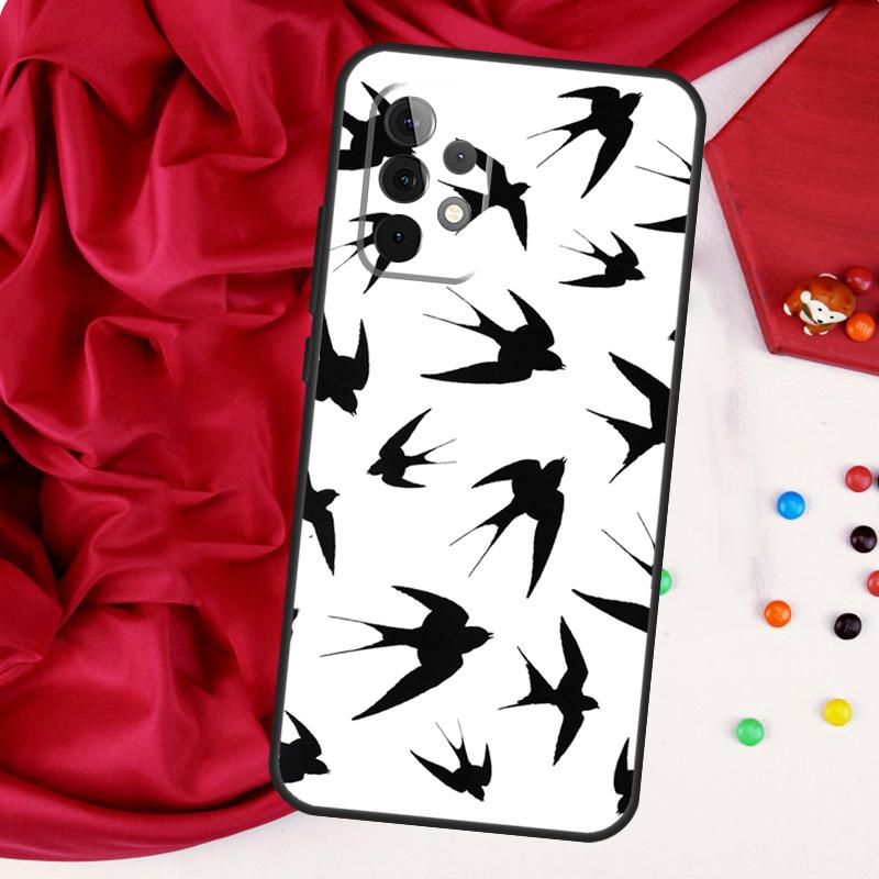 Узор "Коллаж Ласточки" Для Samsung Galaxy A15 A55 A53 A33 A35 A22 A32 A52 A54 A34 A14 A56 A36 A26 A16 A05 A06 Чехол