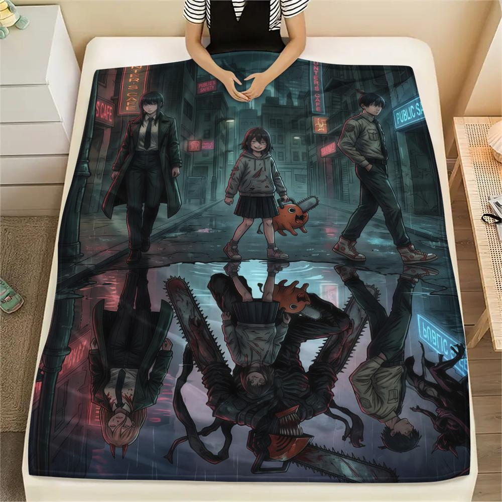 Chainsaw Man posterPrint Flannel Blanket, High quality Comfortable for All Seasons, Home Decor, Warmth and Comfort