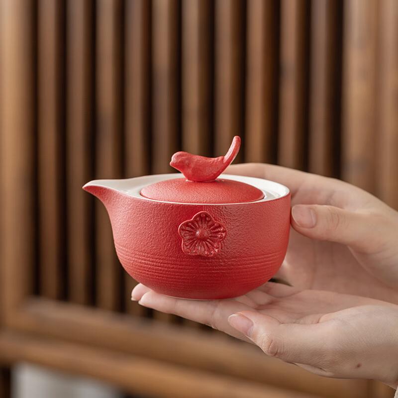 Китайский керамический чайный сервиз в подарочной коробке - Дизайн «Праздничные благословения»