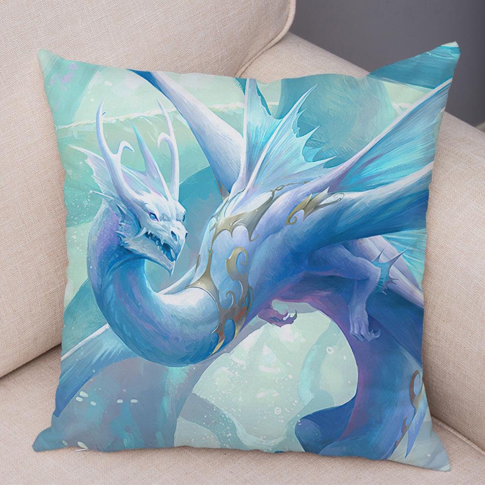 Наволочка с мультяшным животным принтом, чехол для подушки с рисунком дракона, декоративная наволочка для автомобиля, дивана, дома, гостиной