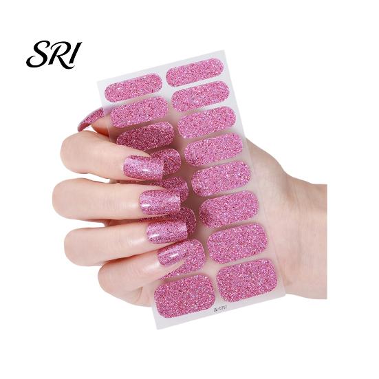 DIY Nail Strip Glitter Polish Strips with File Easy Apply Remove Self Adhesive Women Stickers Full Sticker Home Manicure Art Decoration Wrap Decals