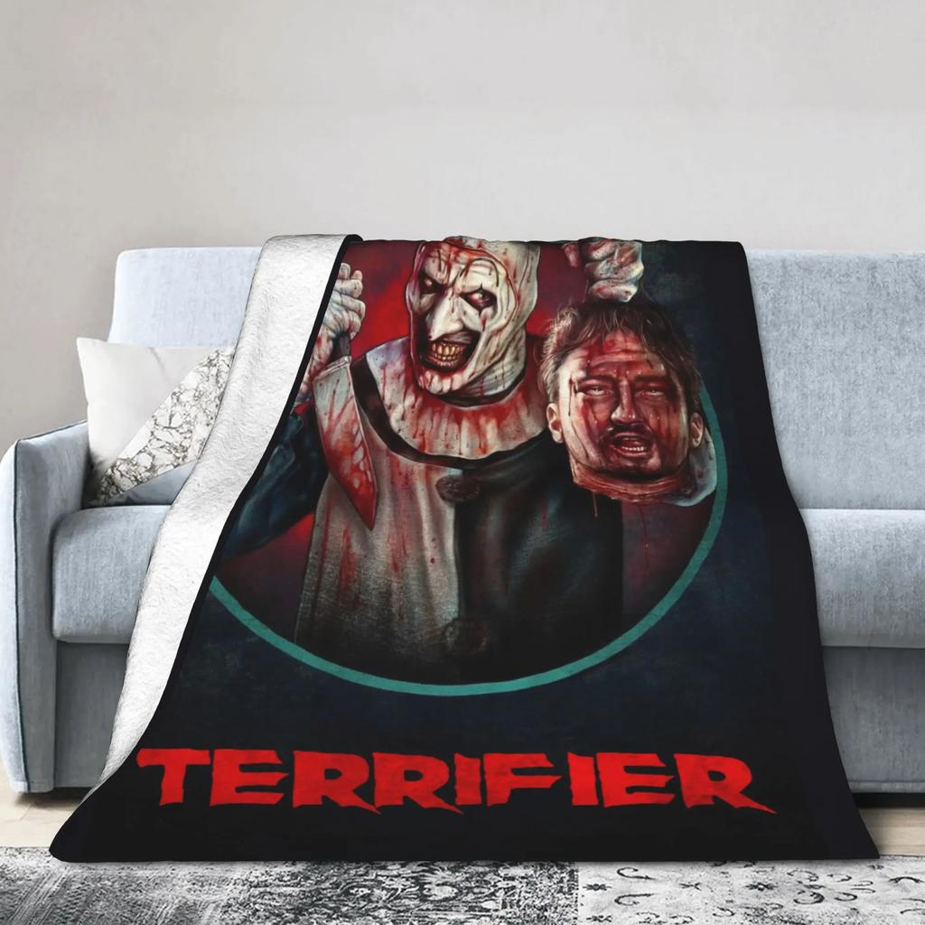 Terrifier Horror Movie Super Warm Plush Throw Blanket for Kids and Adults Flannel Sofa Bedspread Cover for Couch Chair