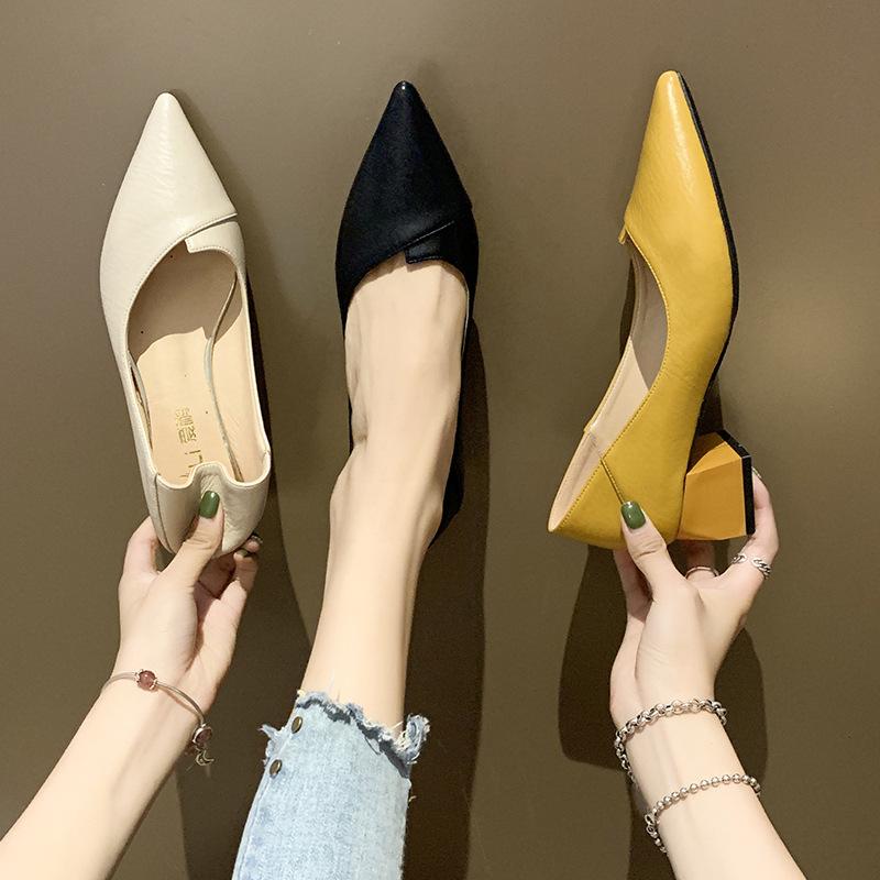 Women's Pumps Shoes Spring Autumn Fashion Pointed Toe Office Work Ladies High Heel Female Slip On Casual Shoes Zapatillas Mujer