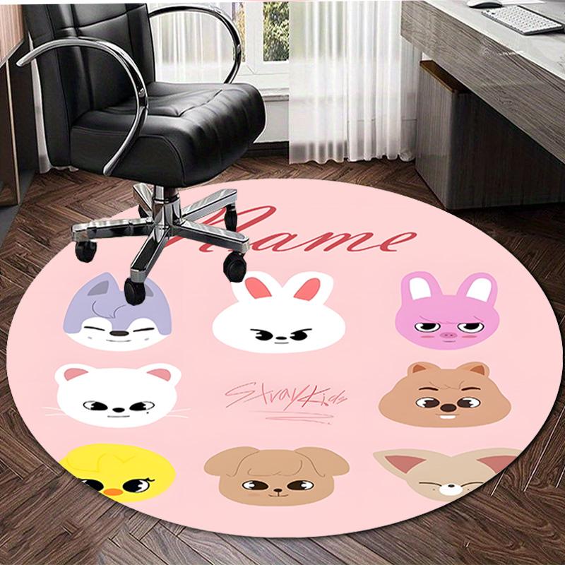 Personalized K-Kpop Team Round Chair Office Rug - Perfect for Mat, Office Chair & More - Ideal Gift for Birthdays and Holidays