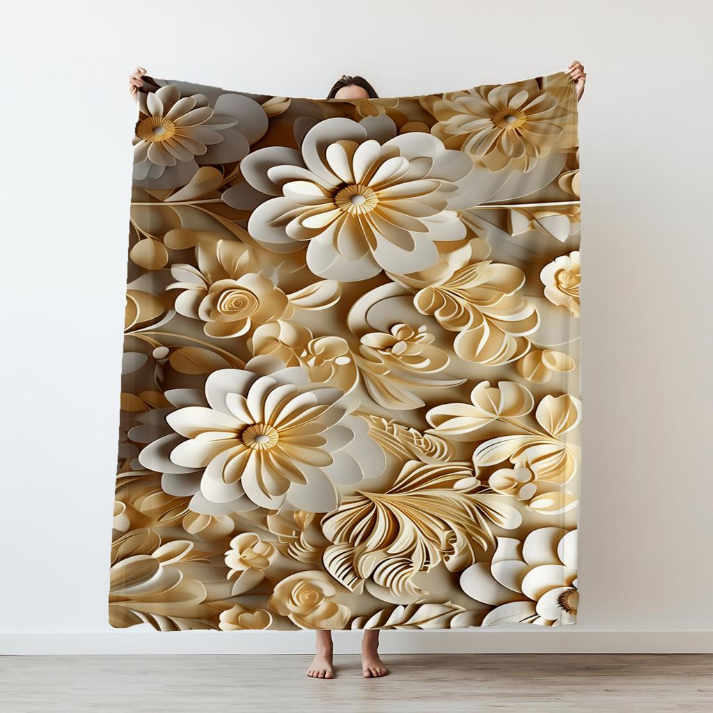 1PC flowers pattern printed blanket suitable for sofas beds offices travel camping chairs warm plush blanket