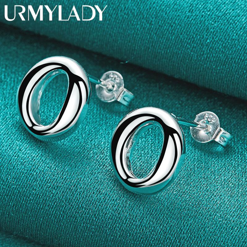 Серьги-гвоздики в форме круга из стерлингового серебра 925 пробы для женщин, модные ювелирные изделия