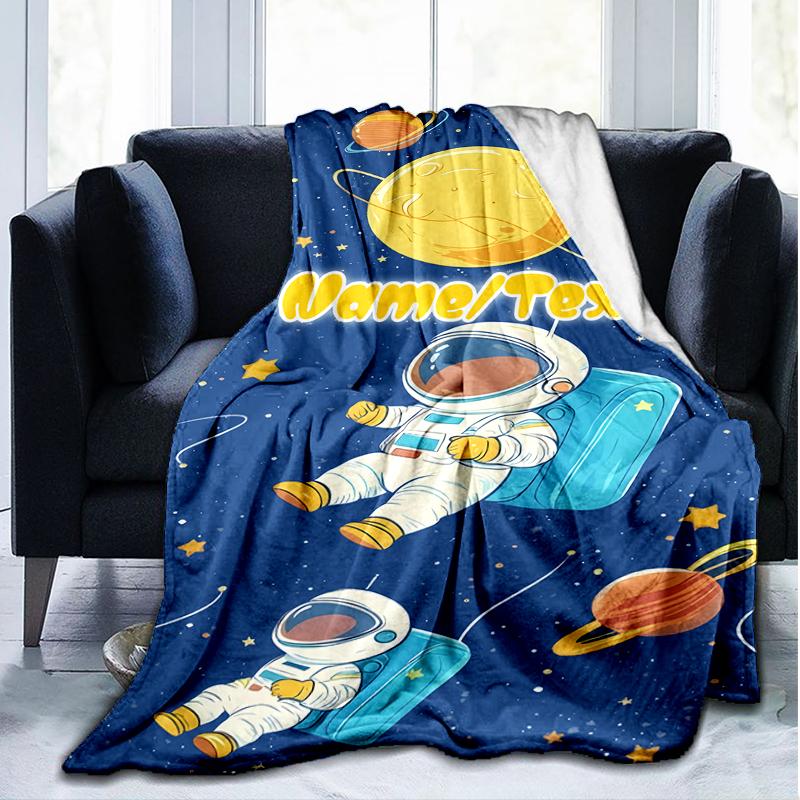 1PC Custom Name Space Adventure Journal outdooor Flannel blankets Throw Blanket All-Season Throw Gift Bedspread for Couch, Bed, Camping Holiday Birthd