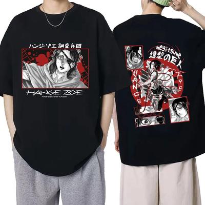 Футболка с японским аниме «Атака Титанов», Hange Zoe, футболки с рисунком манги, свободная футболка унисекс с короткими рукавами, свободная футболка из 100% хлопка