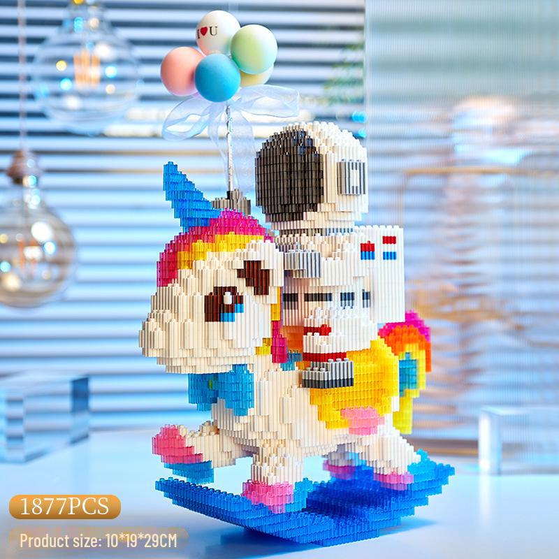 Строительные блоки серии Unicorn Astronaut — совместимы с Lego, с украшениями в виде воздушных шаров. Идеальный подарок на китайский День святого Валентина для мужчин и женщин.