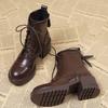 Платформа Женские Ботильоны Каблуки Туфли Зимняя Мода Новые Кожаные Туфли Женские Тенденции 2024 Зимние Сапоги Платье Mujer Chelsea Botas