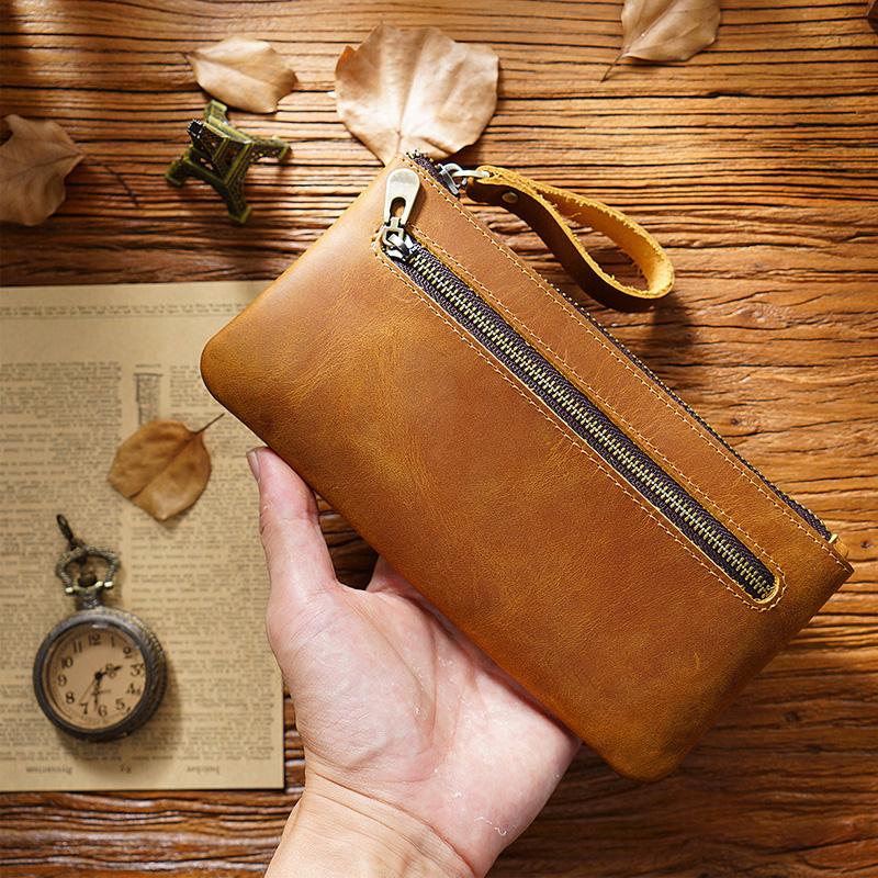 Fromthenon ретро Crazy Horse кожаная сумка для ручек на молнии портативный пенал большой емкости пенал для ручек учительская сумка винтажные канцелярские принадлежности