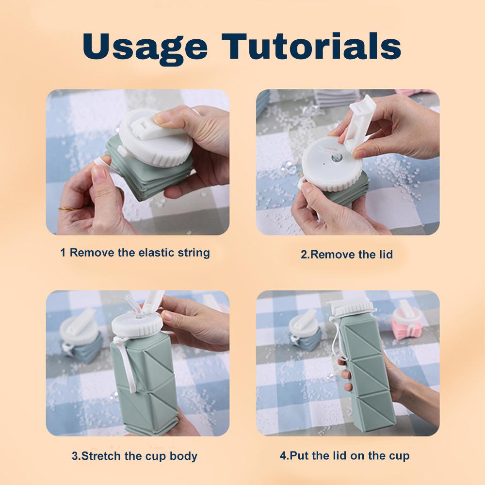 Collapsible Water Bottles Portable Silicone Travel Bottles Leakproof Reusable Water Cups for Gym