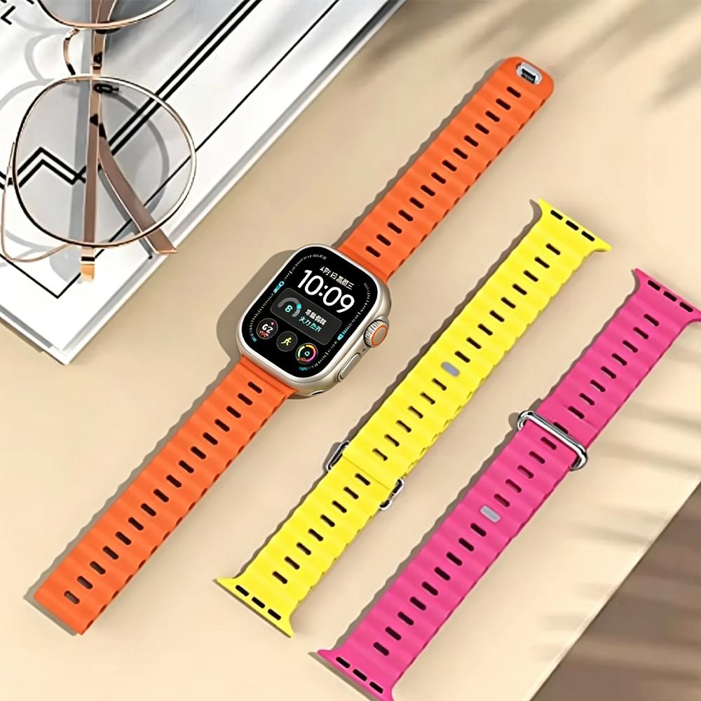 Морской ремешок для Apple Watch Ultra 4/3/2/1 12 11 10 42-46 мм 9 8 7 49-45-41 мм Силиконовый ремешок для 6 5 4 3 SE3 44-40-42 мм Аксессуары 3
