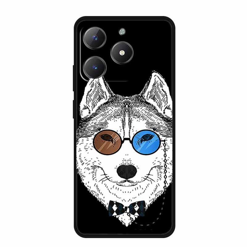 Черный силиконовый чехол для Realme Narzo N61 Чехол N 61 Funda Мультяшный кот Мягкая задняя крышка для Realme Note 60 Чехол для телефона Ракушки Coque