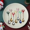 Tableware Christmas Deer Head Stainless Steel Christmas Spoons Tea Scoop Coffee Scoops Xmas Antlers
