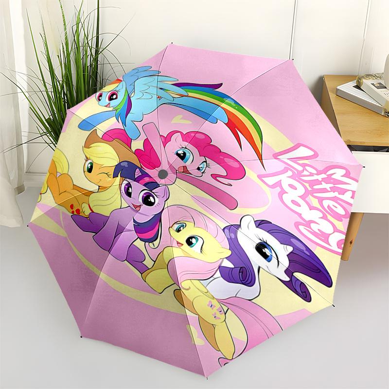 My Little Pony Automatic Opening/Closing Umbrella with Foldable Design and 8-Bone Frame - Perfect for Fans, Travelers, Daily Use, and Festiv