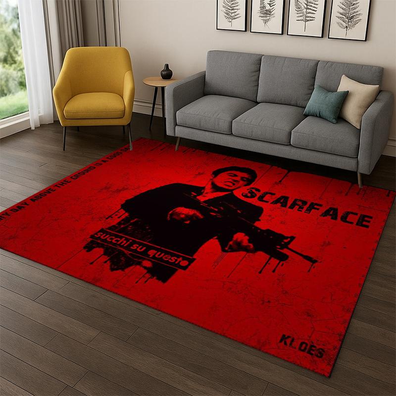 Retro Scarface Classic Movie Tony Carpet Rug for Playroom Bedroom Living Room Sofa Home Decor,kid Area Rug Non-slip Floor Mat