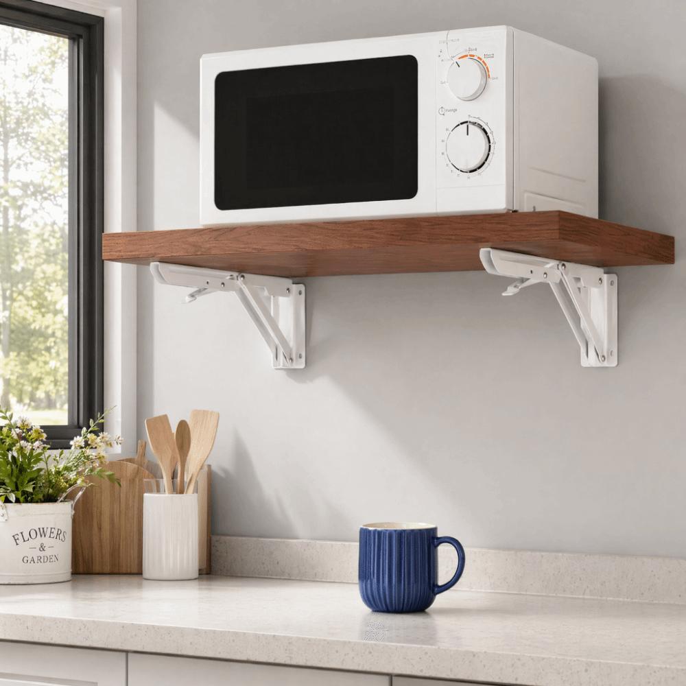 2pcs White Desk Hinge Cold Rolled Steel Folding Hinge Durable Shelf Bracket Storage