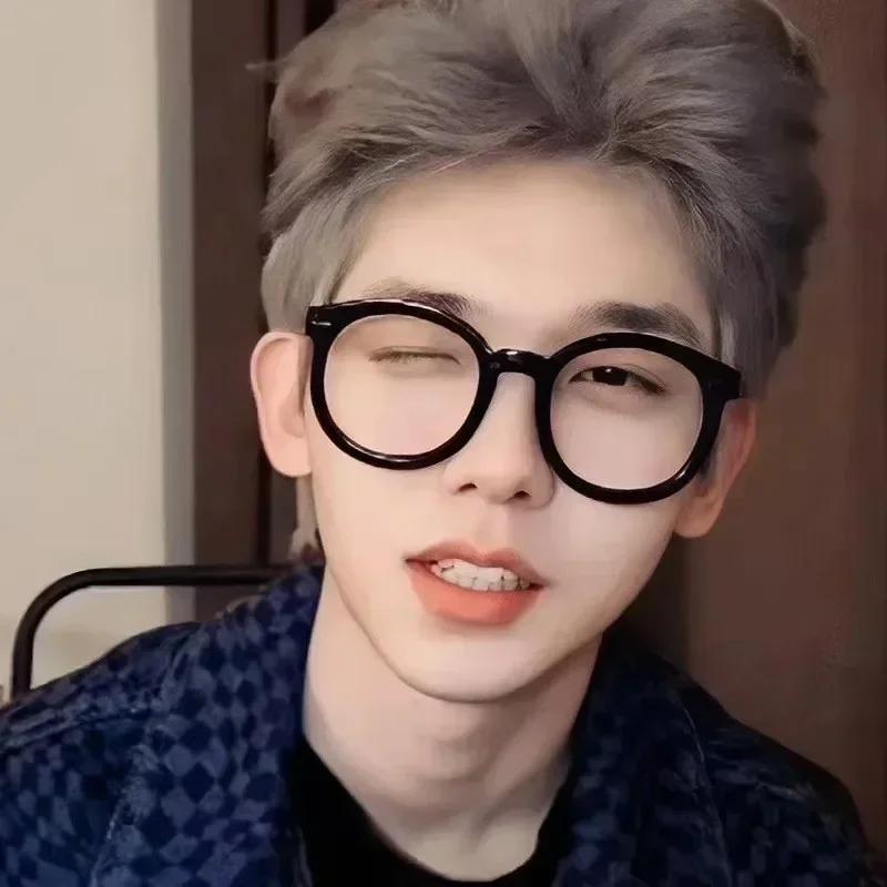 Blue Light Blocking Eye Protection Presbyopia Glasses Vintage Round Frame Eyewear Trendy Oversized Frame Black Reading Glasses