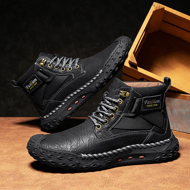 Ручная строчка Кожаные мужские ботинки Спилок Повседневная кожаная обувь Мужские ботильоны