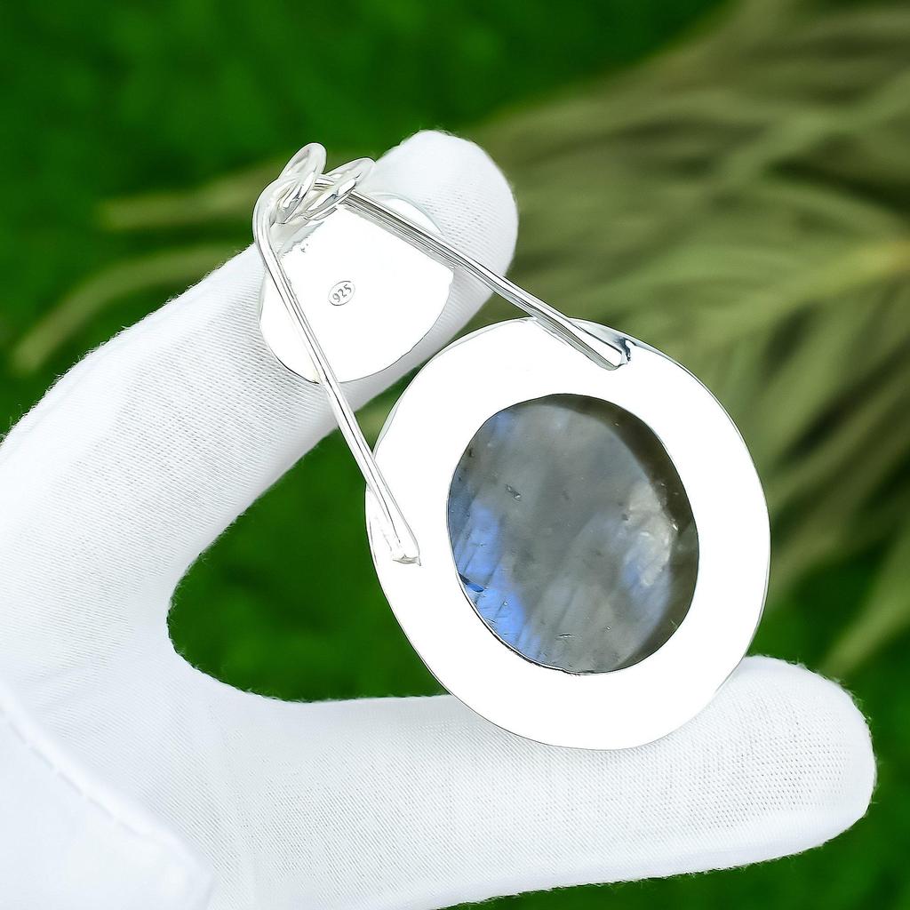 Easter Sale Round Labradorite Gemstone 925 Silver Sister Bezel Pendant Jewelry