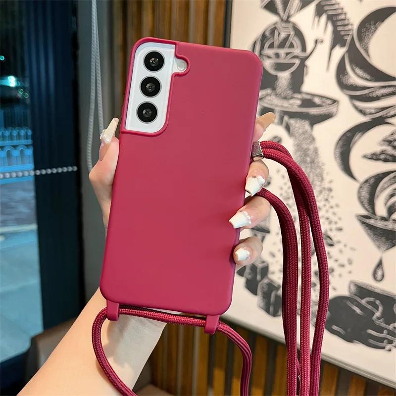 Мягкий чехол-кроссбоди для телефона Samsung Galaxy S25 Ultra S22 S21 Plus S24 S23 FE A16 A06 A55 A35 A25 A15 A05 A05S A54 A34 5G