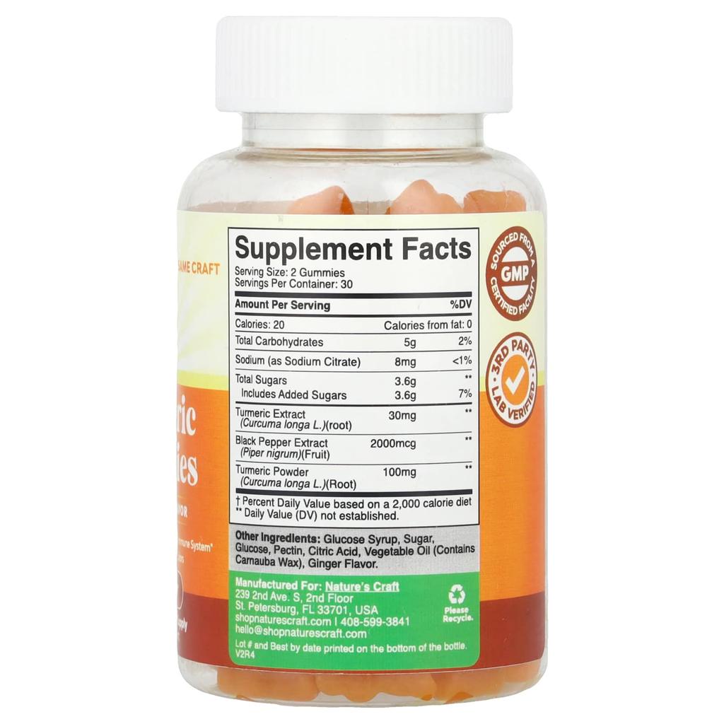 Nature's Craft Turmeric Gummies, Ginger, 60 Gummies